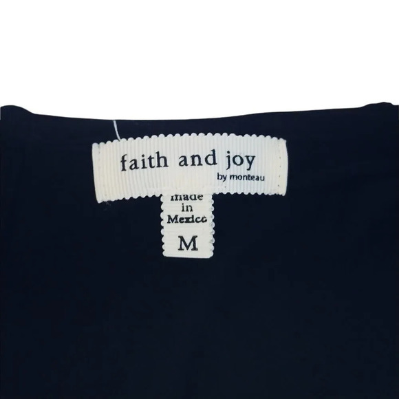 Faith and  Joy by Mondeau Top Layered Ruffle Capped Sleeves Floral Black M - Picture 8 of 8